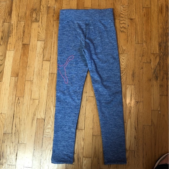 NWOT Puma Heathered Blue/Pink Fleece Lined Youth Leggings Size XL (14/16) - Picture 3 of 12